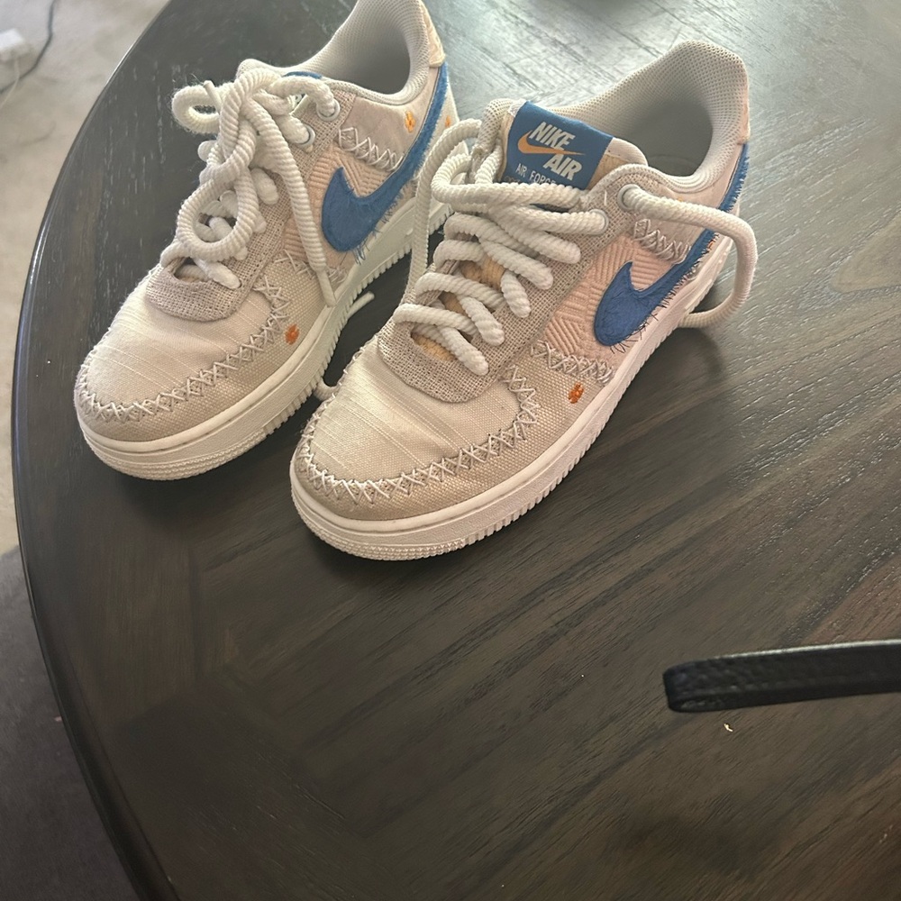 Kids' Cream and Blue Sneakers